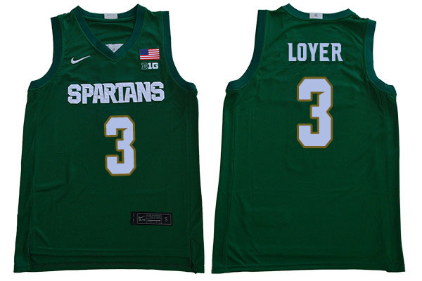 Men Michigan State Spartans #3 Foster Loyer NCAA Nike Authentic Green 2019-20 College Stitched Basketball Jersey ZJ41L61FR